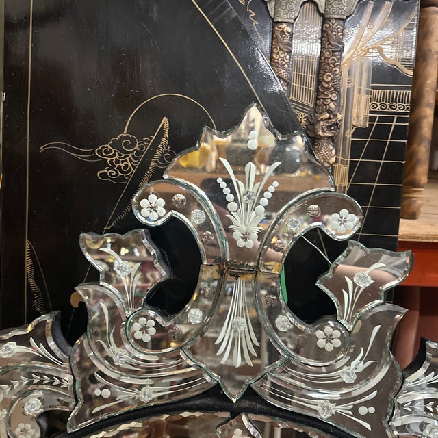 Up for consideration is a beautiful vintage large Venetian etched wall mirror. This would look lovely in your home, and it...