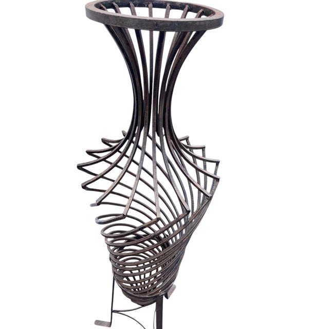 1980s Hand-Forged Wrought Iron Torpedo Urns- Set of 3 For Sale - Image 11 of 11