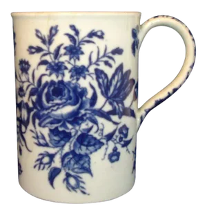 Large 18th Century Worcester Dr. Wall Blue and White Porcelain Tankard Mug