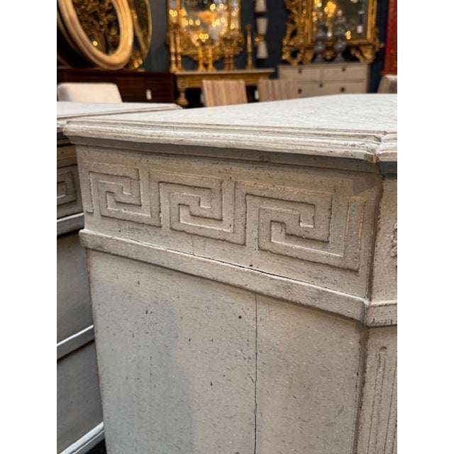 Pair of Painted Swedish Chests With Greek Key Design For Sale - Image 4 of 6