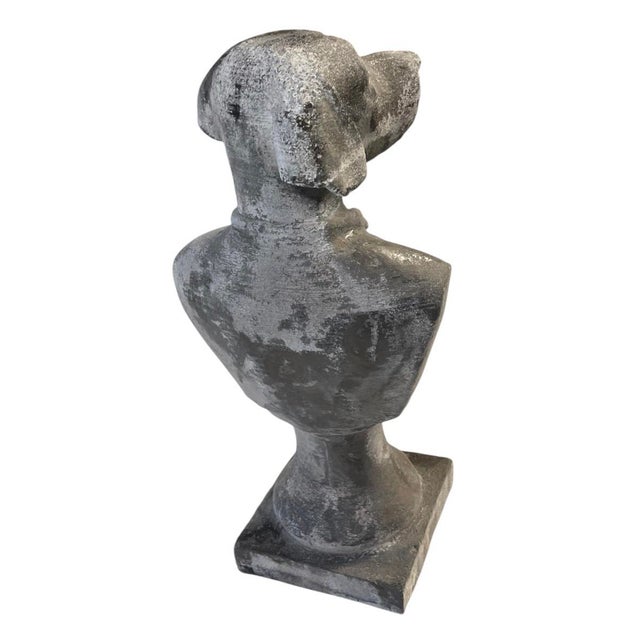 English Vintage Anthropomorphic Cast Iron Dog Bust Sculpture With Weathered Patina For Sale - Image 3 of 12