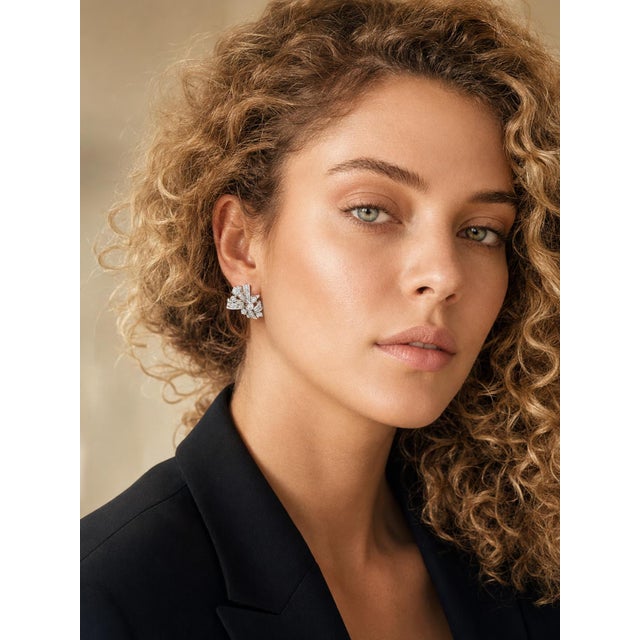 An elegant pair of Art Deco earrings crafted in platinum and set with approximately 3.00 carats of diamonds. The...