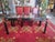 Black Lacquered Bamboo-Style Table with Glass Top and Red Leather Woven Straps, 1980s For Sale - Image 9 of 9