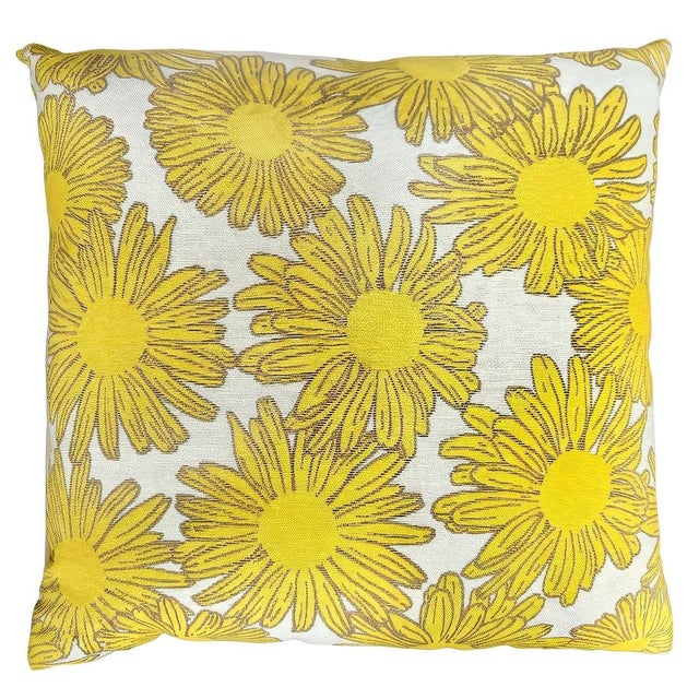 Contemporary bright flowers yellow square pillows, suitable for both indoor and outdoor use. This vibrant set of two adds...