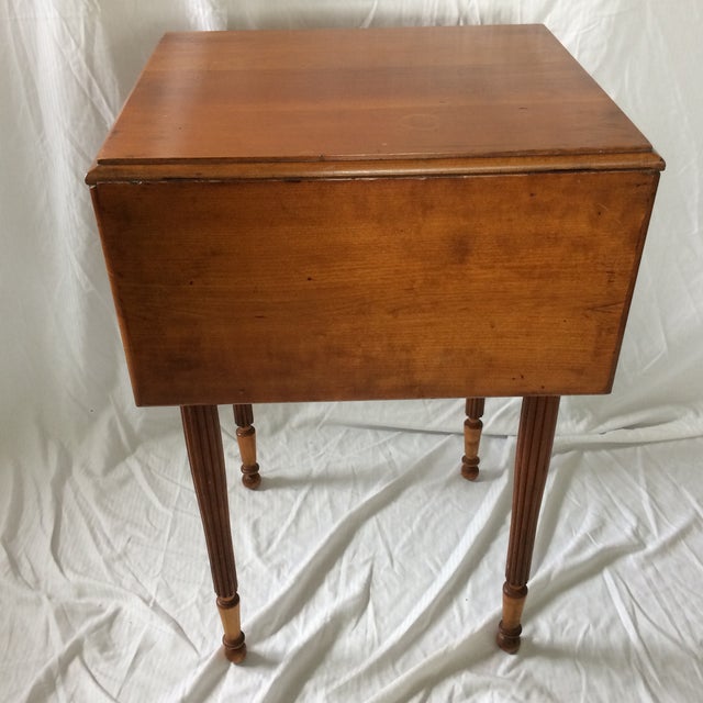 Antique Cherry Wood Drop Leaf Side Table With Drawer Chairish