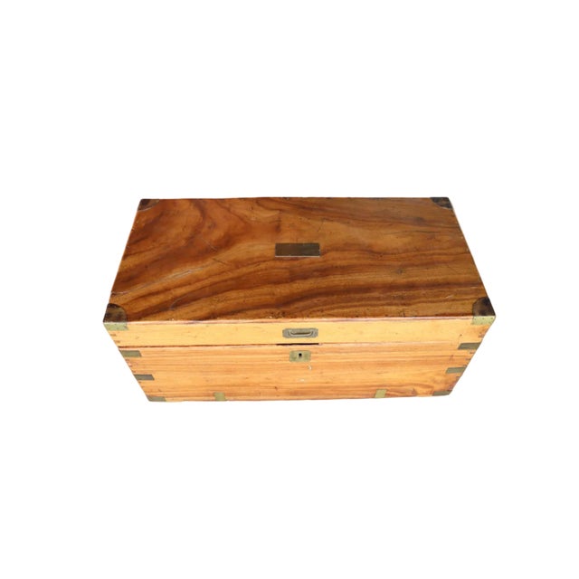 Antique Camphor Wood Campaign Chest With Brass Hardware For Sale - Image 4 of 18
