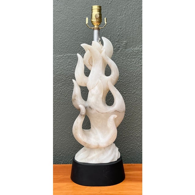 Mid-Century Modern Vintage Abstract Carved Stone Lamp For Sale - Image 3 of 12