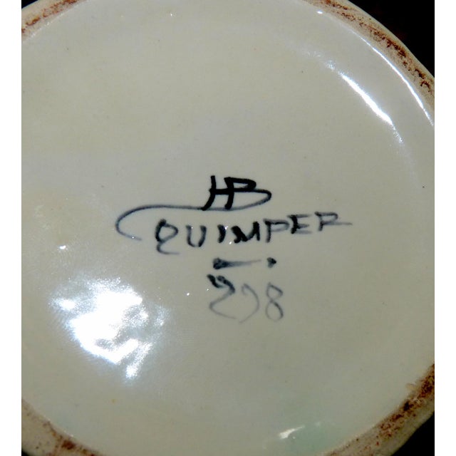 1930s 1930s Hb Quimper French Faience Covered Butter Dish With Breton Figure For Sale - Image 5 of 5