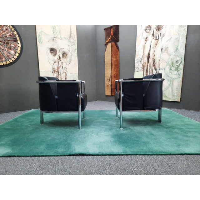 Vintage Italian Club Chairs in Leather, 1980s, Set of 2 For Sale - Image 10 of 14