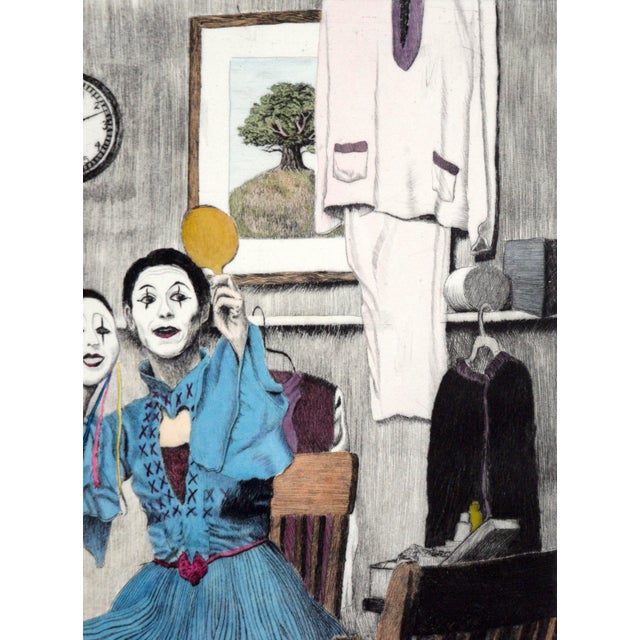 Contemporary "Alter Ego" - Original Watercolor Hand-Painted Etching on Paper by Claus Sievert For Sale - Image 3 of 8