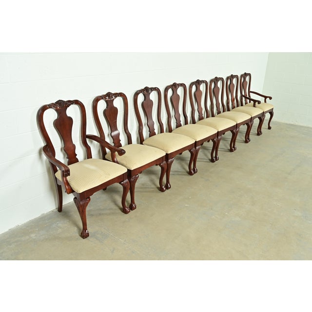Thomasville Chippendale Carved Cherry Wood Side Chairs or Dining Chairs, Pair For Sale - Image 13 of 14