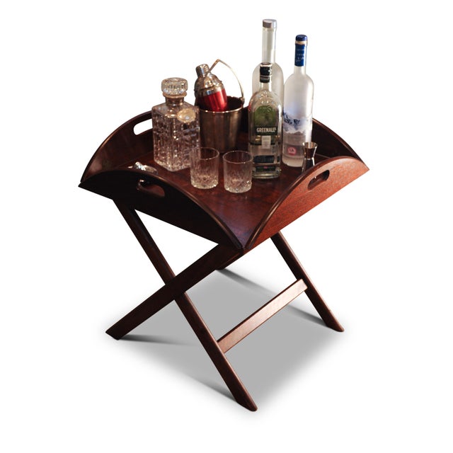 English Military Campaign Butlers Tray and Folding Stand, Set of 2 For Sale - Image 12 of 18