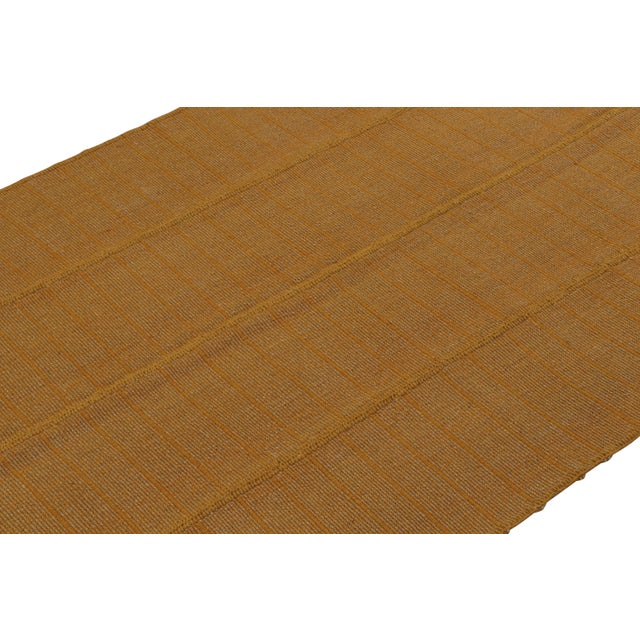 Rug & Kilim Rug & Kilim’s Modern Kilim Rug With Textural Stripes in Gold and Orange Tones For Sale - Image 4 of 7