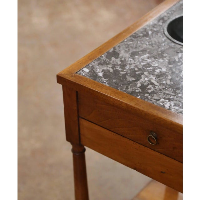 19th Century French Louis Philippe Walnut Rafraîchissoir With Marble Top For Sale - Image 10 of 11