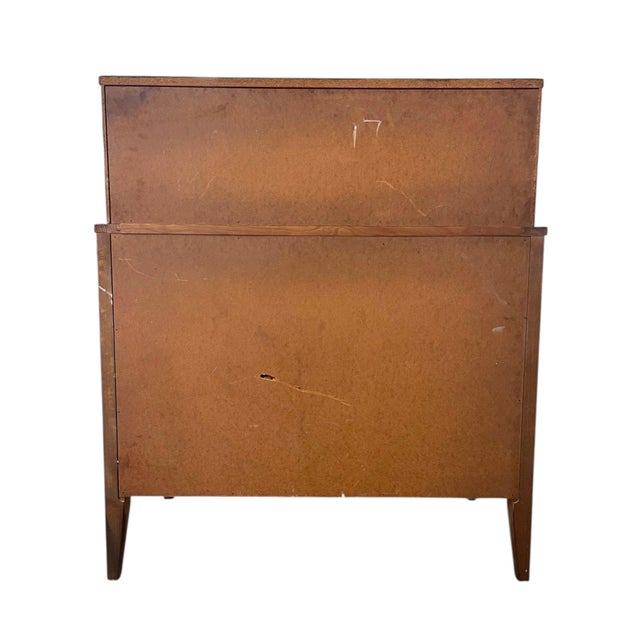 Vintage Mid-Century Modern Highboy Dresser With Sculpted Drawer Fronts For Sale - Image 9 of 10