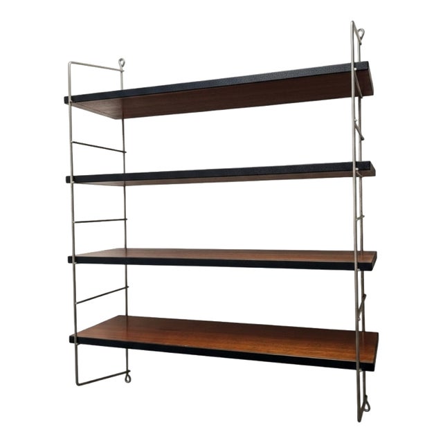Teak and Metal Wall Shelves, 1970s For Sale