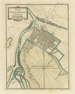 Antique Map of Aigues-Mortes, France, 1764