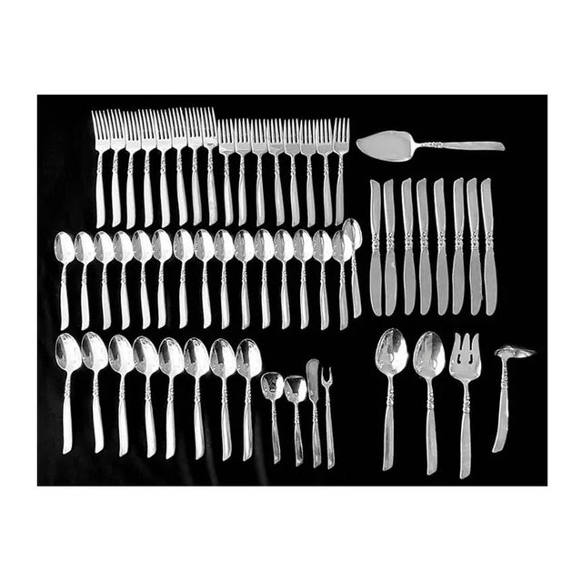 Oneida 1950s Traditional South Seas Silverplate 1955) by Oneida Silver Flatware in Wooden Chest - 56 PCS For Sale - Image 4 of 15