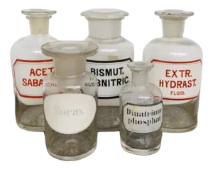 Vintage German Pharmacy Glass Set, 1920s, Set of 5