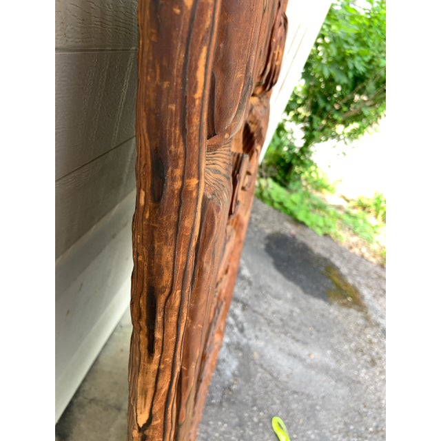 Vintage Large Carved Coat of Arms Crest Knight in Armor Carved Northern Catalpa Wood For Sale - Image 12 of 13