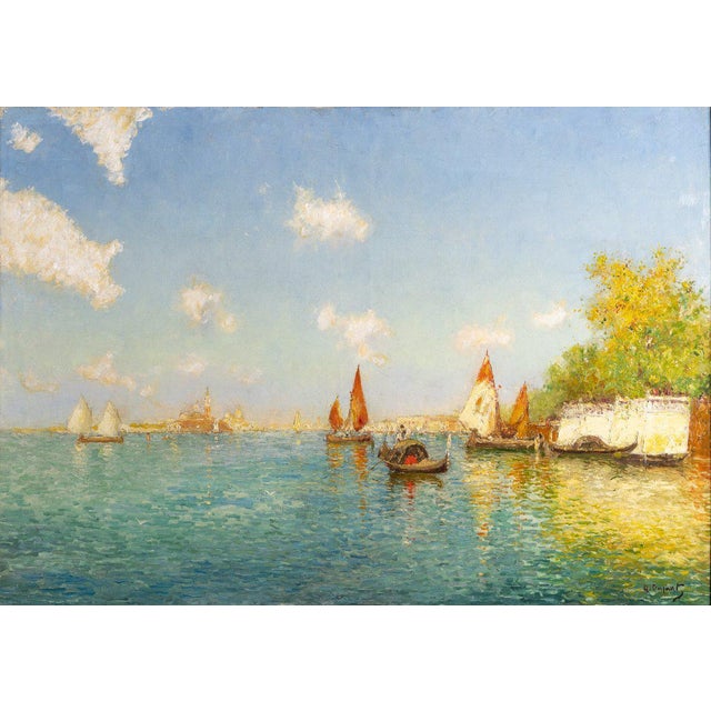Albert Ferdinand Duprat, View of the Venetian Lagoon, Oil on Canvas For Sale - Image 3 of 8