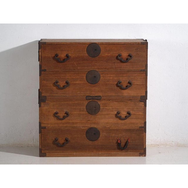 Wood Antique Japanese Tansu Cabinet For Sale - Image 7 of 12