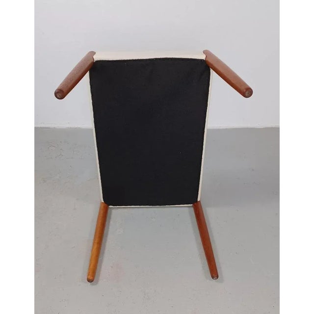 Wood Fully Restored Danish Footstool in Teak Reupholstered in Cream Leather, 1960s For Sale - Image 7 of 8