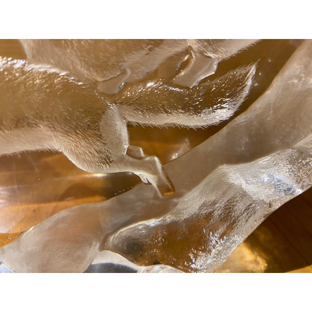 Stunning Mats Jonasson Signed Swedish Art Glass Running Wolf Pair Crystal Sculpture - 10" For Sale - Image 11 of 17