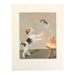 Diana Thorne Dog Print in 11x14 Mat: "A Playful Wire-Haired Terrier", EUC