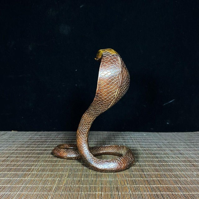 Vintage Solid Copper & Gilt Brass Cobra Snake Sculpture For Sale - Image 9 of 9
