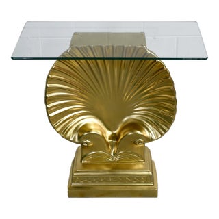 1970s Hollywood Regency Clam Shell Grosfeld House Style Hall Table For Sale
