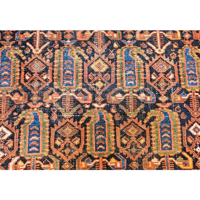 Vintage Persian Malayer Rug, Hand-Knotted Wool, Paisley Pattern, 5x6, Navy & Ivory For Sale - Image 16 of 18