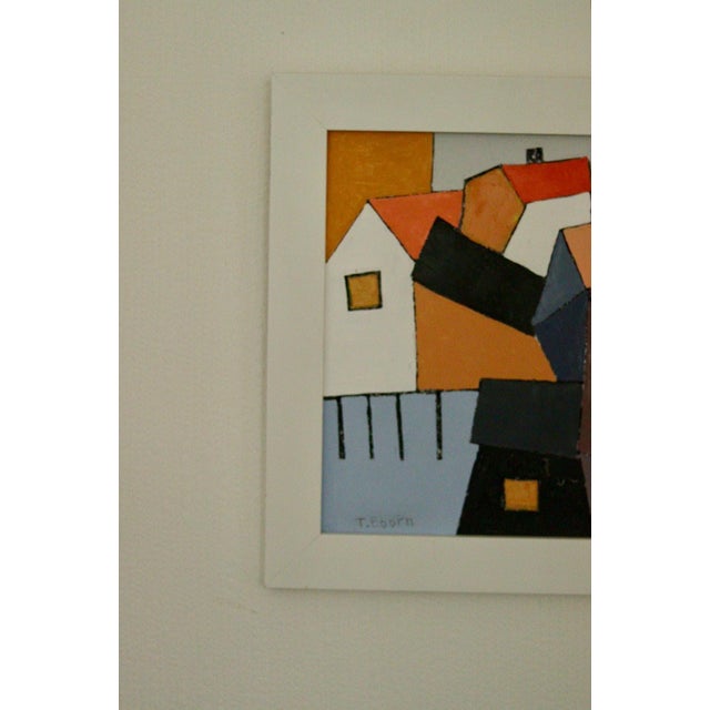 Mid-Century Modern Thomas Eborn, No. 10 Hus III, 1960s, Oil on Panel, Framed For Sale - Image 3 of 11