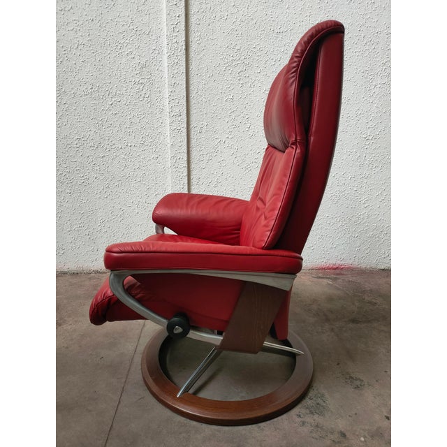 Set of Scandinavian Armchair and Ottoman from Ekornes, 1990s For Sale - Image 9 of 13