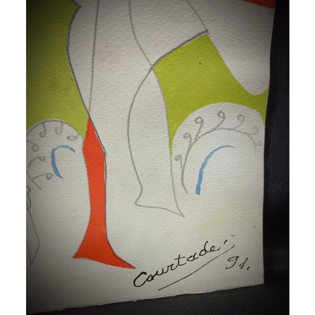 Orange Vintage Jacques Courtade Drawing, Numbered 91 With Stamp For Sale - Image 8 of 8