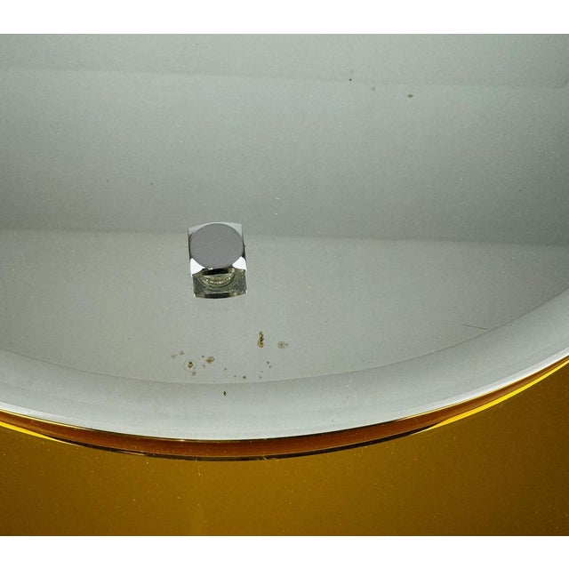 Amber Glass Wall Mirror with Integrated Lights, 1970s For Sale - Image 8 of 11