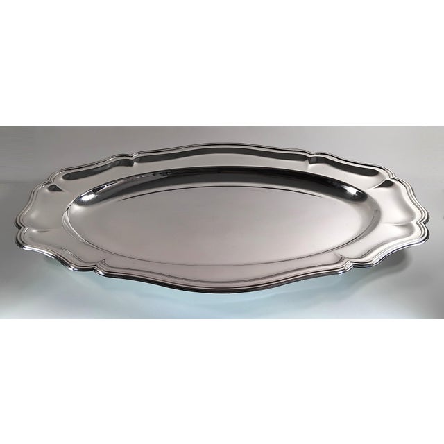 Christofle Mid-Century French Christofle-Gallia Scalloped Silver-Plated Serving Platter (1940s-1950s) For Sale - Image 4 of 6