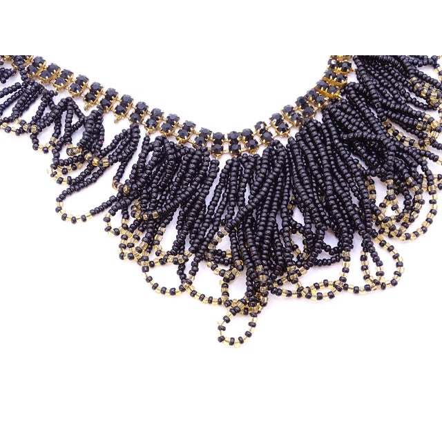 20th Century Art Deco Gold-Plated Collar in Azabache and Crystals, 1930s For Sale - Image 16 of 17