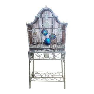 Vintage Wrought Iron Gothic Victorian Bird House Large For Sale