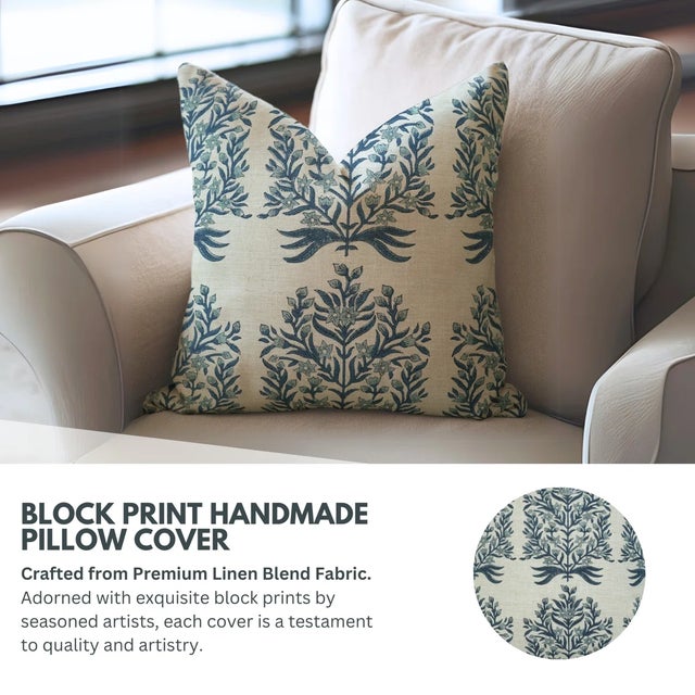 Crafted from a breathable and textured linen blend, this handcrafted cushion cover blends artisanal detail with everyday...