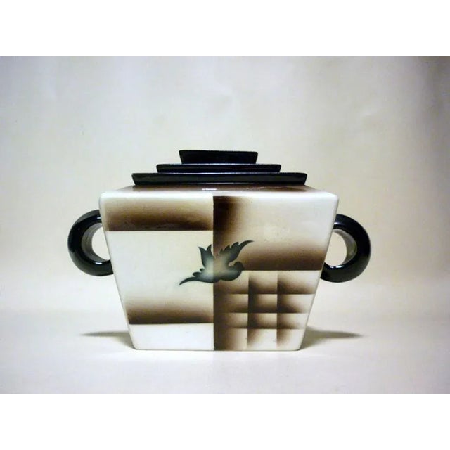 Futurist Airbrushed Pordenone Ceramics by Angelo Simonetto for Galvani, 1920s, Set of 2 For Sale - Image 4 of 9