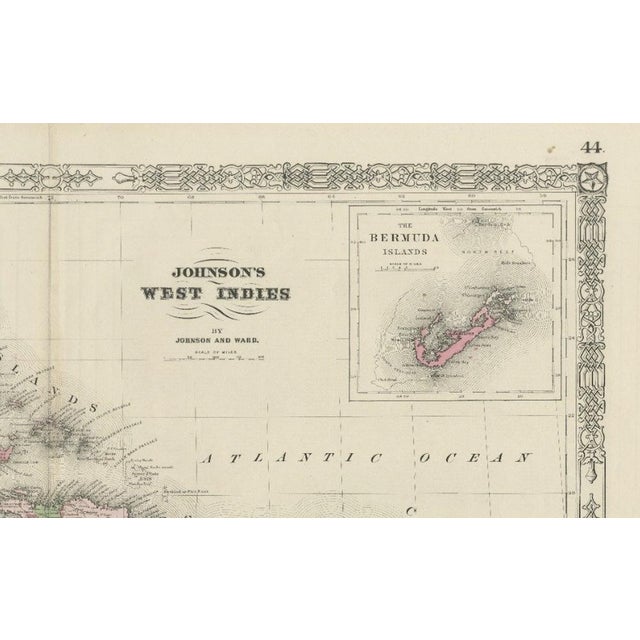 Title: 1864 Johnson's Map of the West Indies and Bermuda : This is an 1864 map titled "Johnson's West Indies," published...