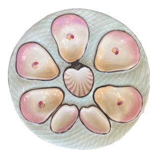 Antique Handpainted German Oyster Plate For Sale