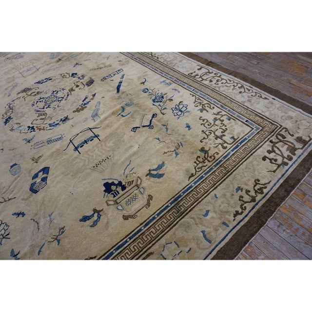 Chinese - Peking Ivory 1880s Antique Wool Rectangle Knotted Room Size Rug, Circa Date: 1880s. This exceptional example of...