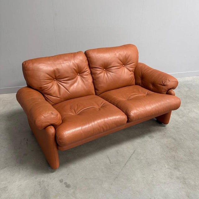 Vintage Coronado Two-Seater Sofa in Cognac Leather from B&B Italia, Italy, 1960s For Sale - Image 3 of 16