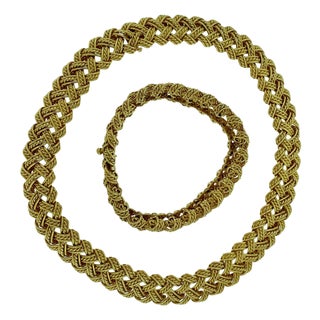 Late 20th Century Bocheron Two-Piece Necklace and Bangle Set in 18 Karat Yellow Gold 165 Grams For Sale