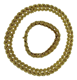 Late 20th Century Bocheron Two-Piece Necklace and Bangle Set in 18 Karat Yellow Gold 165 Grams
