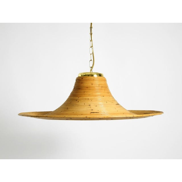 Hollywood Regency Large Italian Bright Bamboo Pendant Lamp from Vivai Del Sud, 1970s For Sale - Image 3 of 18