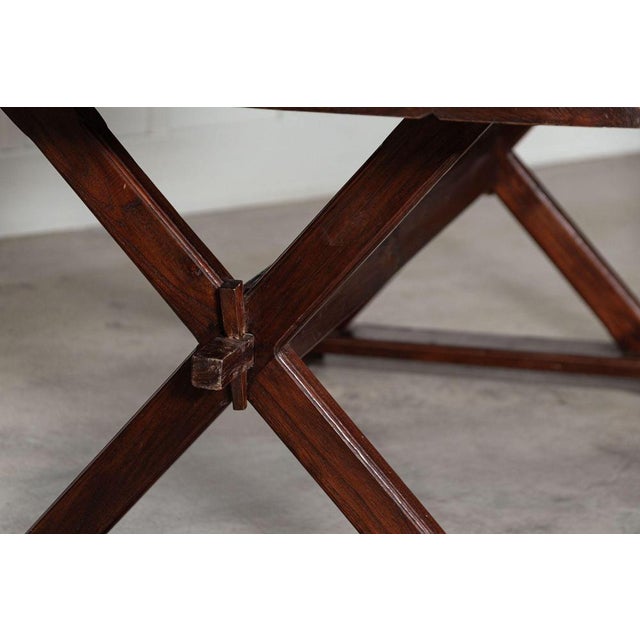 English Oak X-Framed Farmhouse Refectory Table, 1970s For Sale - Image 6 of 18