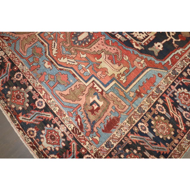 Antique Zabihi Collection Masculine Persian Heriz Rug - 8'8" x 12'2" For Sale - Image 11 of 12